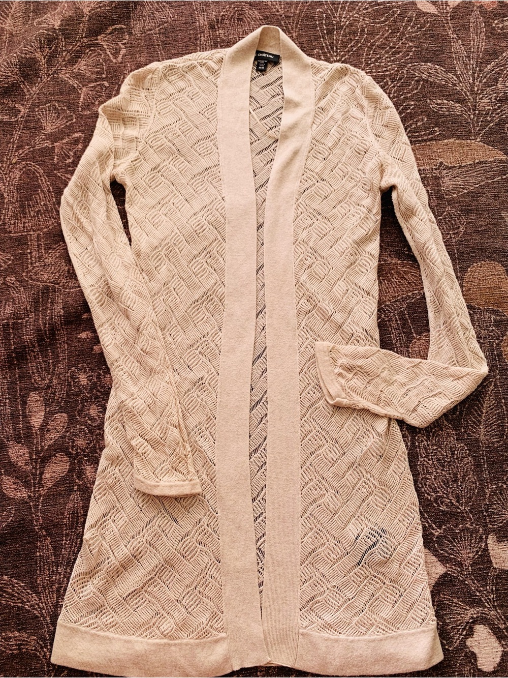 Le Chateau Open Front Lightweight Long Cardigan Duster Small-Medium